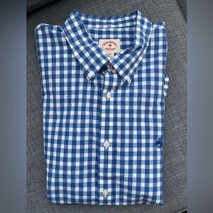 Brooks Brothers Dress Shirt Red Fleece XXL Long Sleeve Blue White Check